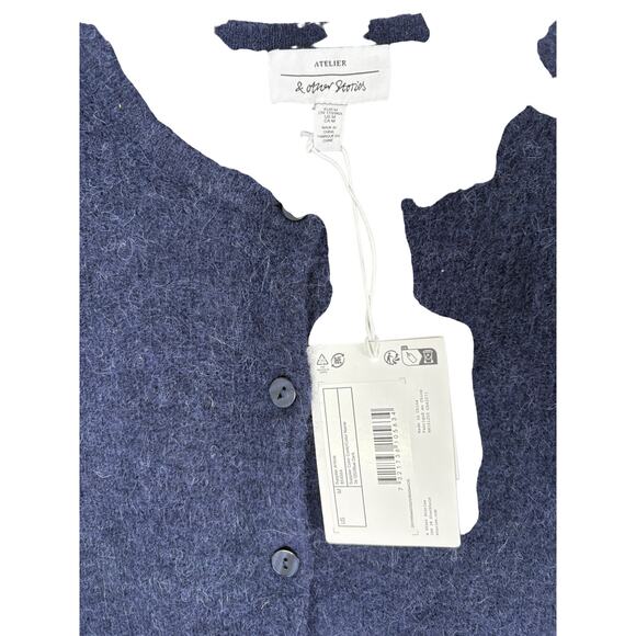 & Other Stories Cardigan Sweater Alpaca Wool Blend Knit Quiet Luxury Preppy M - Picture 5 of 11